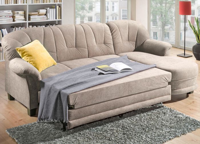 Komfortable Polsterecke mit Bettfunktion BEIGE