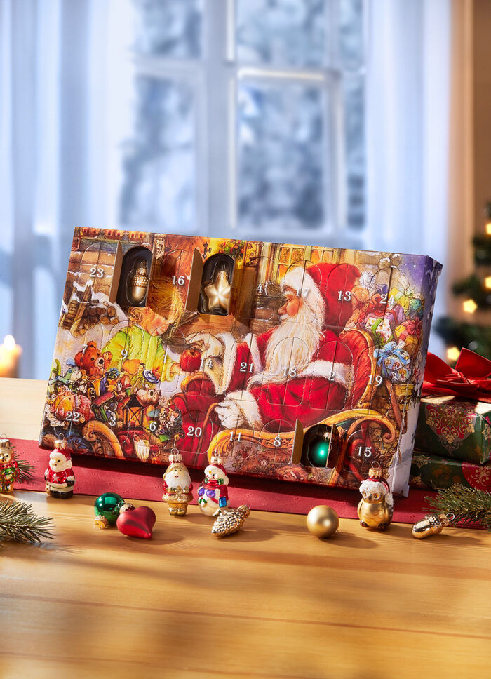 Mini-Adventskalender mit Baumkugel aus Glas 