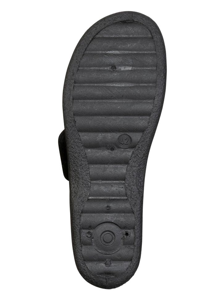 Gef&uuml;tterte Herren-Hausschuhe, mit Schurwolle SCHWARZ