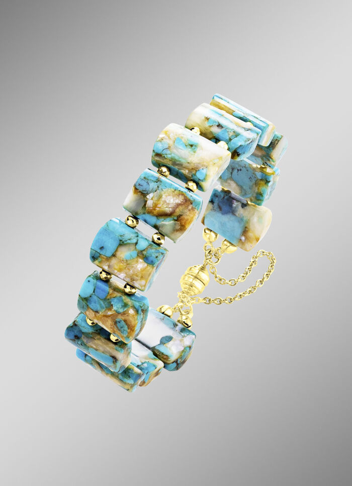 Armband mit beh. Türkis und beh. Perlmutt 
