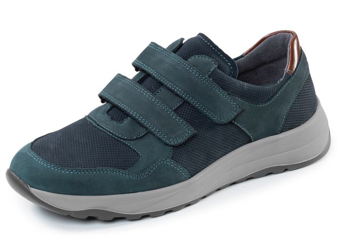 Waldl&auml;ufer, bequeme Herren-Slipper, Weite K, mit herausnehmbarem Fu&szlig;bett MARINE