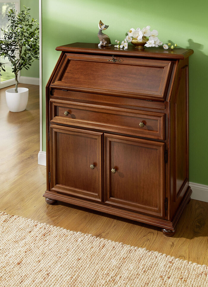 Teilmassiver Sekretär mit Metallknöpfen NUSSBAUM