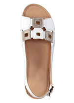 Sandale aus Rind-Nappaleder mit verstellbarem Fersenriemchen WEISS-BRONZE