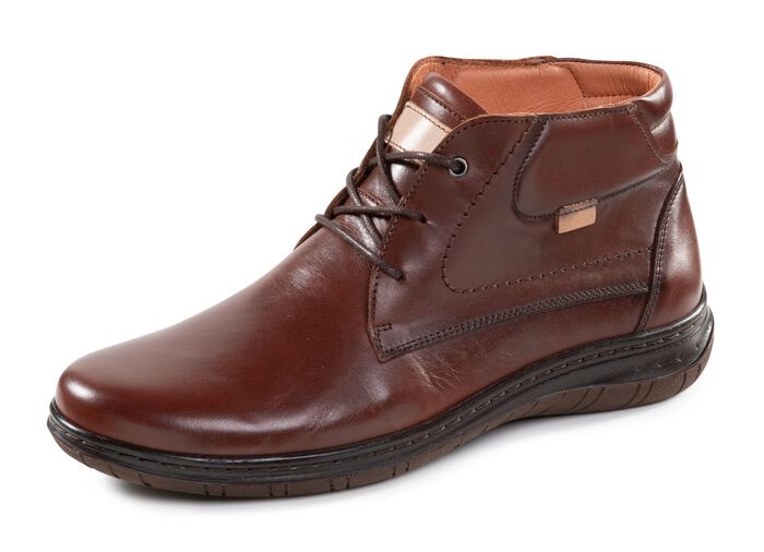 Schn&uuml;r-Boots aus schattiertem Rind-Nappaleder 