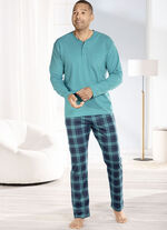 Schlafanzug mit Knopfleiste und offenen Abschl&uuml;ssen  