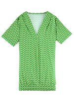 Shirt mit r&uuml;ckw&auml;rtiger Smokverarbeitung in 2 Farben GR&Uuml;N-GELB-BUNT