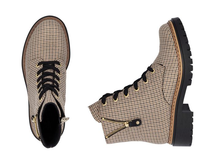 Rieker, trendige Damen-Stiefeletten, Winterschuhe, mit Rei&szlig;verschluss BEIGE-SCHWARZ