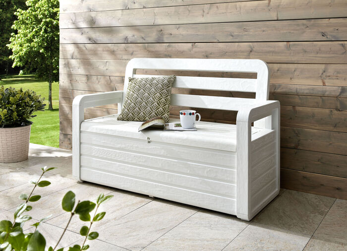 Truhenbank in toller Holz-Optik WEISS