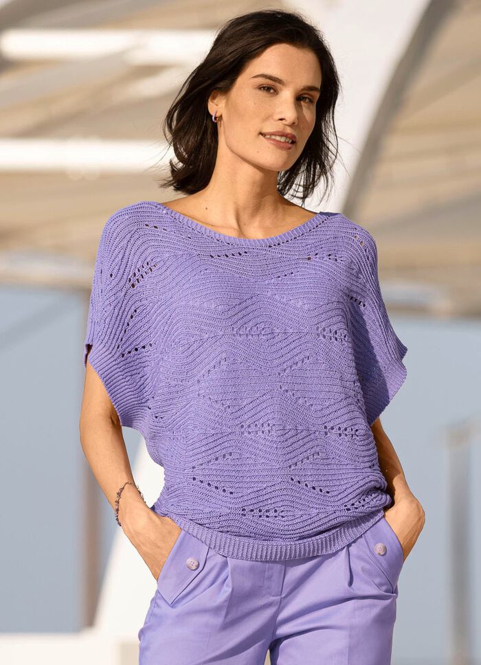 Pullover in quergestrickem Dessin FLIEDER