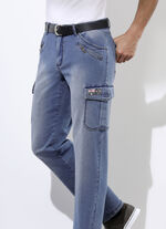 Trendige Jeans mit 8 Taschen in 2 Farben HELLBLAU