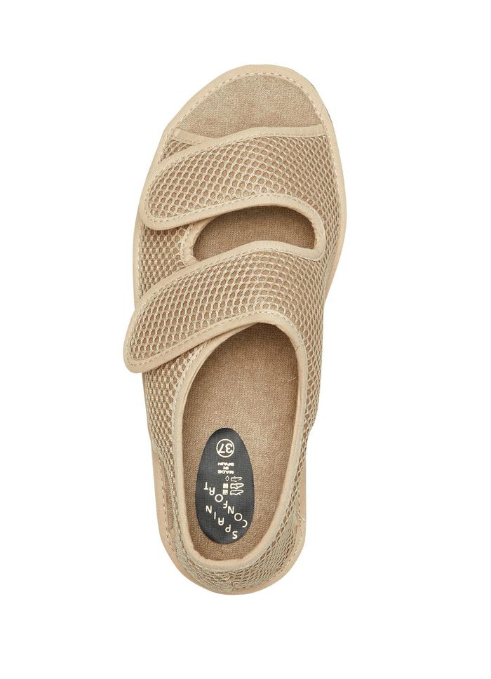 Bequeme Damen-Sandalen, Weite H, aus gepolstertem Textilmaterial BEIGE