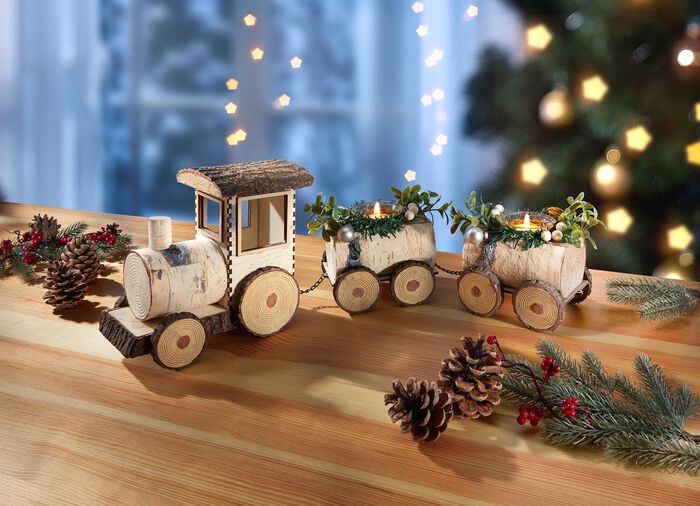 Teelichthalter Holz-Zug 