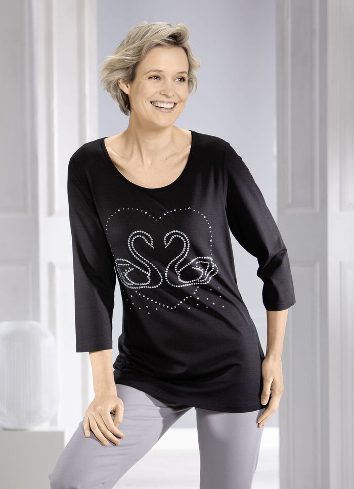 Shirt mit edler Strasszier SCHWARZ