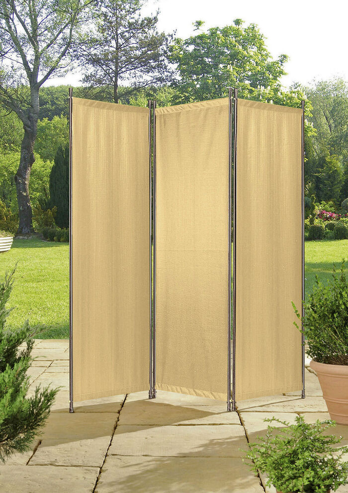 Paravent mit Stahlrohrgestell BEIGE
