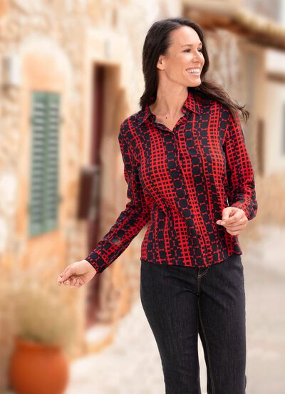 Bluse mit Hemdkragen 