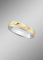Trauring in Bicolor mit geh&auml;mmerten Glanzschnitten 