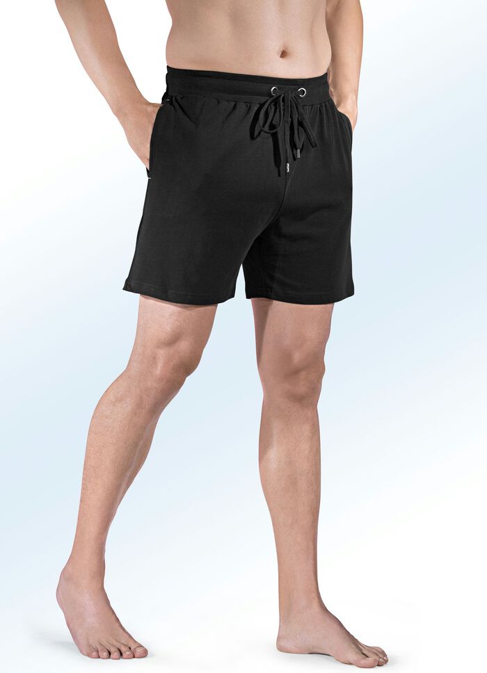 Zweierpack Schlaf- und Freizeithosen kurz mit Durchzugsband 1X SCHWARZ, 1X GRAFIT