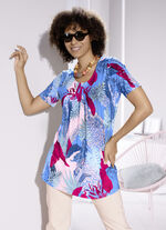 Charmantes Longshirt mit Allover-Dessin in 3 Farben BLAU-ROT