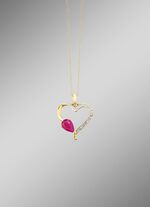 Gl&auml;nzendes Herz &ndash; Anh&auml;nger mit echt Rubin 