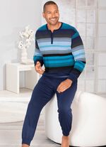 Schlafanzug mit Knopfleiste und B&uuml;ndchenabschl&uuml;ssen  