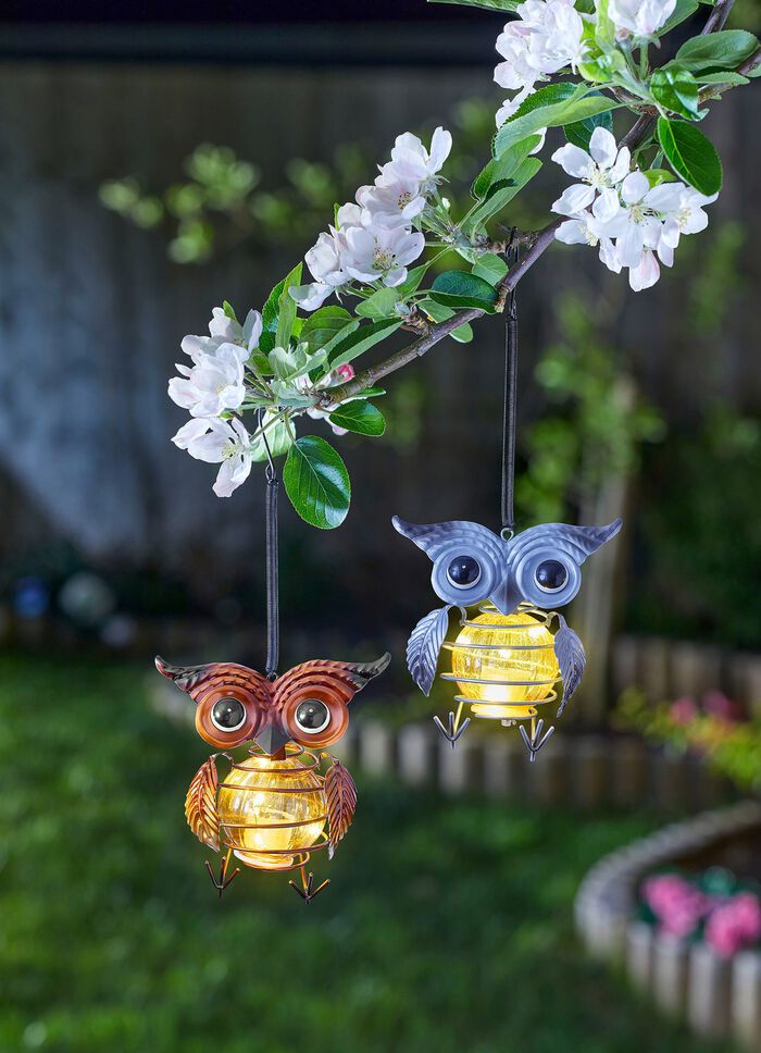 Solar-Eulen-H&auml;nger, 2er-Set 