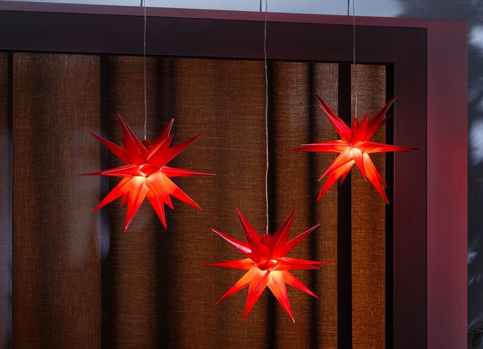 3er Set LED-Sterne, mit Timerfunktion ROT