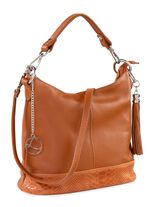 Laurina Kalbleder-Tasche mit reptilgepr&auml;gtem Besatz 