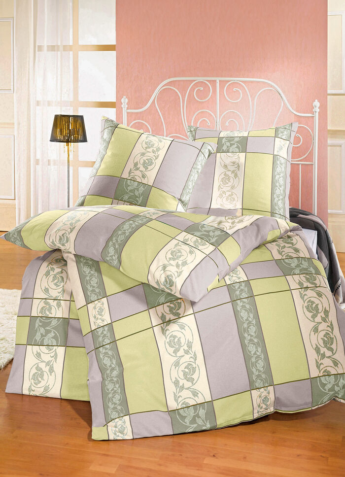 Bettwäsche-Garnitur in 2 hochwertigen, bügelleichten Qualitäten GRÜN