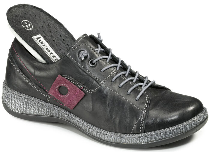 Sneaker aus Nappaleder mit Knitter-Struktur SCHWARZ-BURGUND