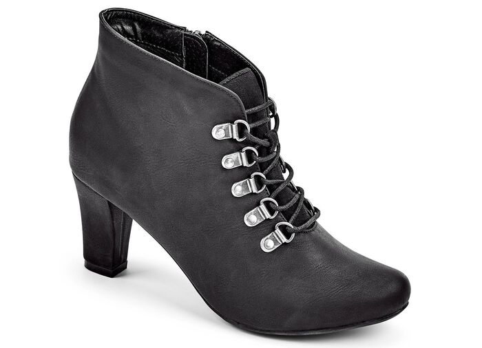 Schn&uuml;r-Stiefelette im Vintage-Stil SCHWARZ