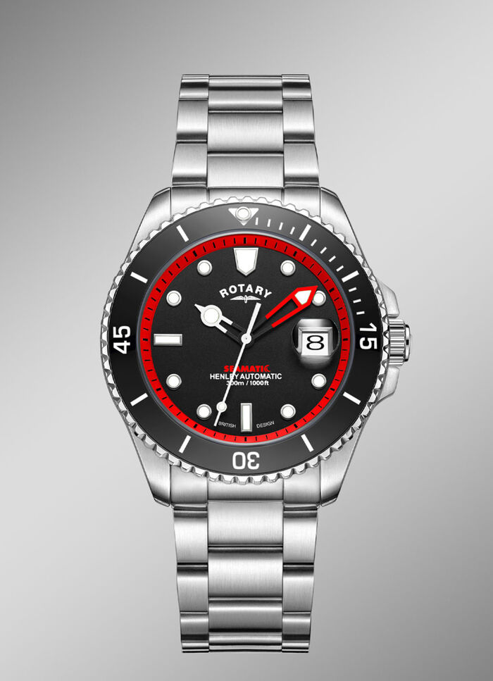 Rotary-Henley-Seamatic-Automatik-Taucheruhr mit Edelstahlgehäuse 