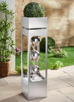 Brunnens&auml;ule Patio mit geb&uuml;rsteter Oberfl&auml;che aus Edelstahl 