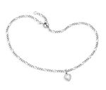Zartes Figaro-Fußkettchen mit Herz-Anhänger 
