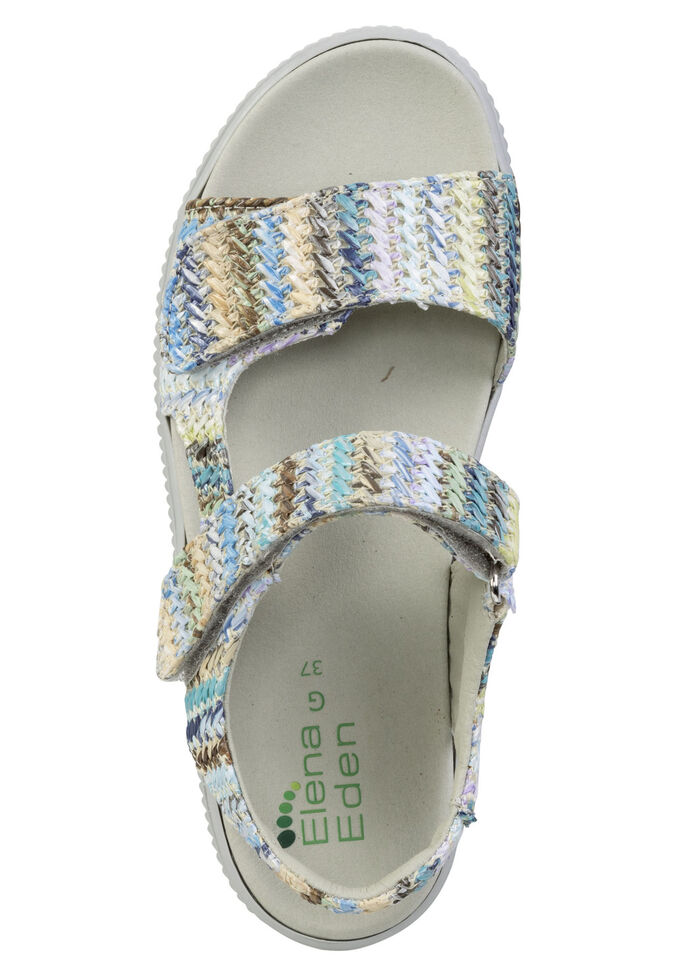 ELENA EDEN Sandale aus interessantem Bast-Material BLAU-MULTI