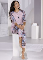 Schlafanzug mit B&uuml;ndchen und langen &Auml;rmeln MAUVE-BUNT