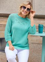 Pullover mit Ajourakzenten MINT MELIERT