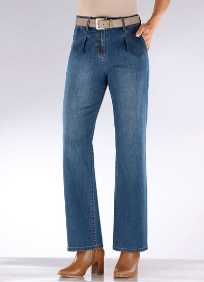 Jeans mit Bundfalten 