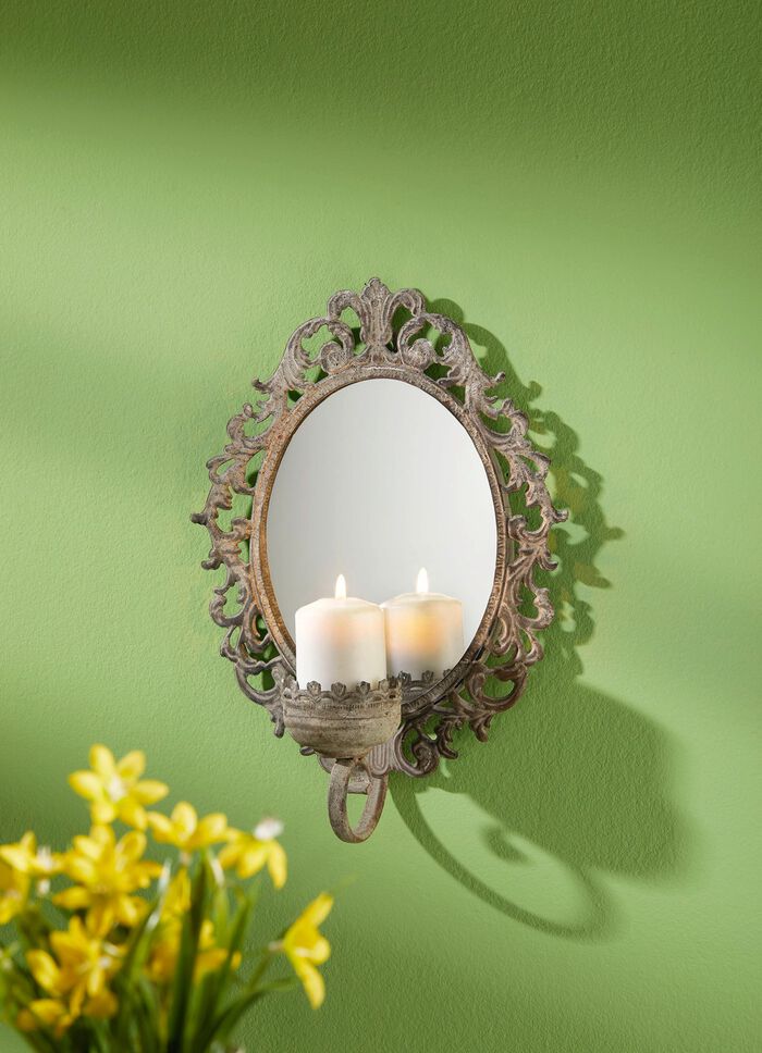 Wandkerzenhalter mit Spiegel 