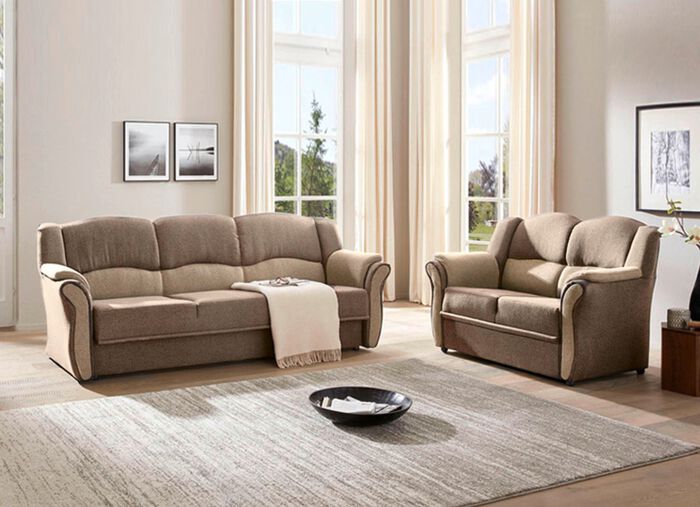 Polsterm&ouml;bel auf stabilem, teilmassivem Holzgrundgestell CAMEL-BEIGE