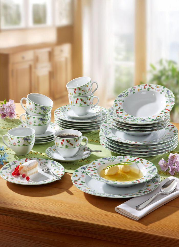 Porzellan-Geschirr Millefiori aus hochwertigem wei&szlig;en Porzellan 