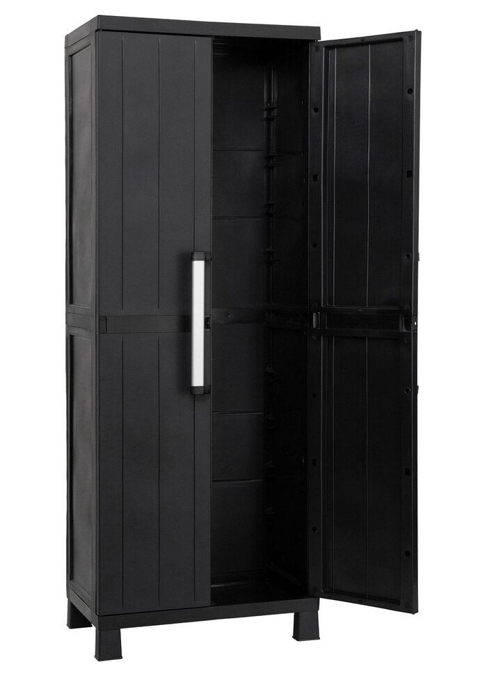 Ger&auml;teschrank Garage mit Holzlamellen-Effekt 