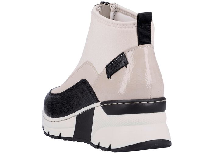 Rieker, stylische Damen-Boots, Weite G, mit Rei&szlig;verschluss ECRU-SCHWARZ