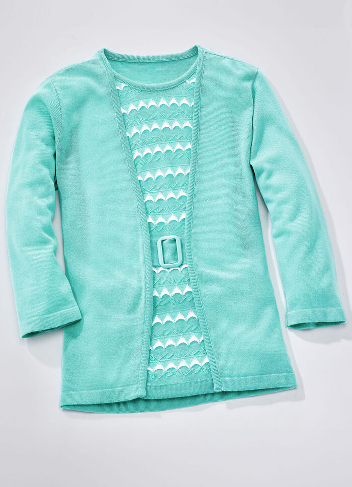 Pullover in Twinset-Optik AQUA-WEISS