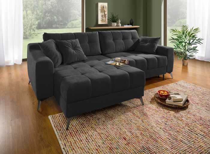 Moderne Polsterecke mit Bettfunktion ANTHRAZIT