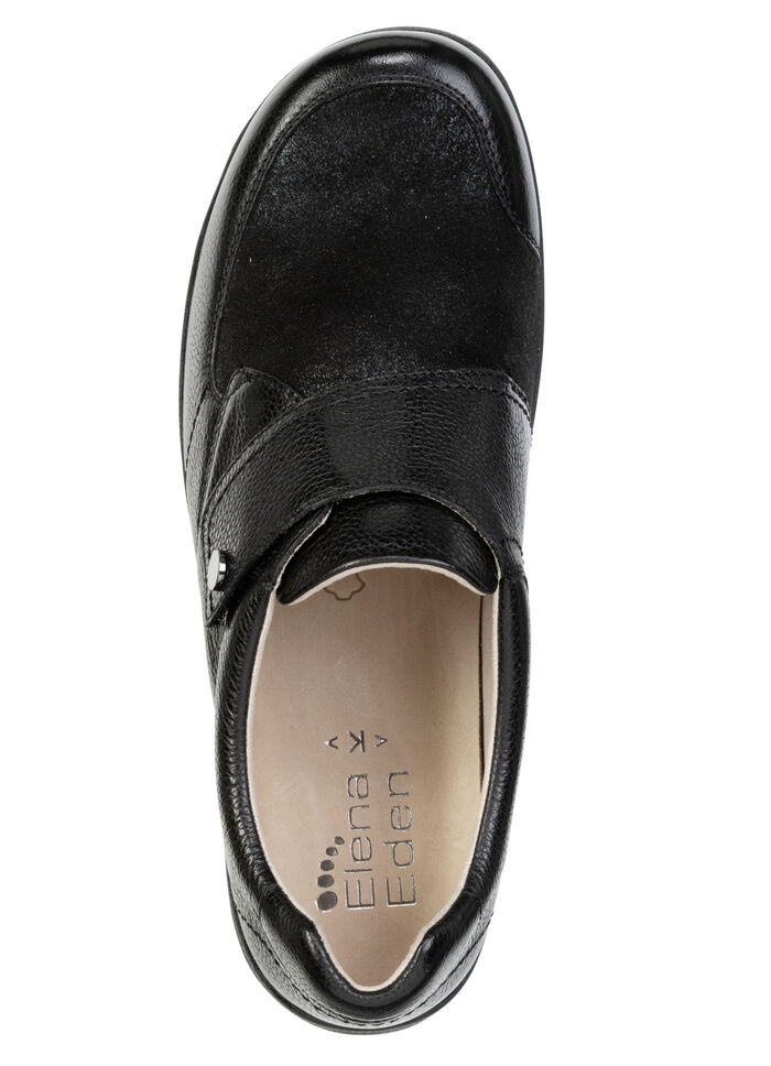 ELENA EDEN, komfortable Damen-Slipper, Weite K, mit herausnehmbarem Fußbett SCHWARZ