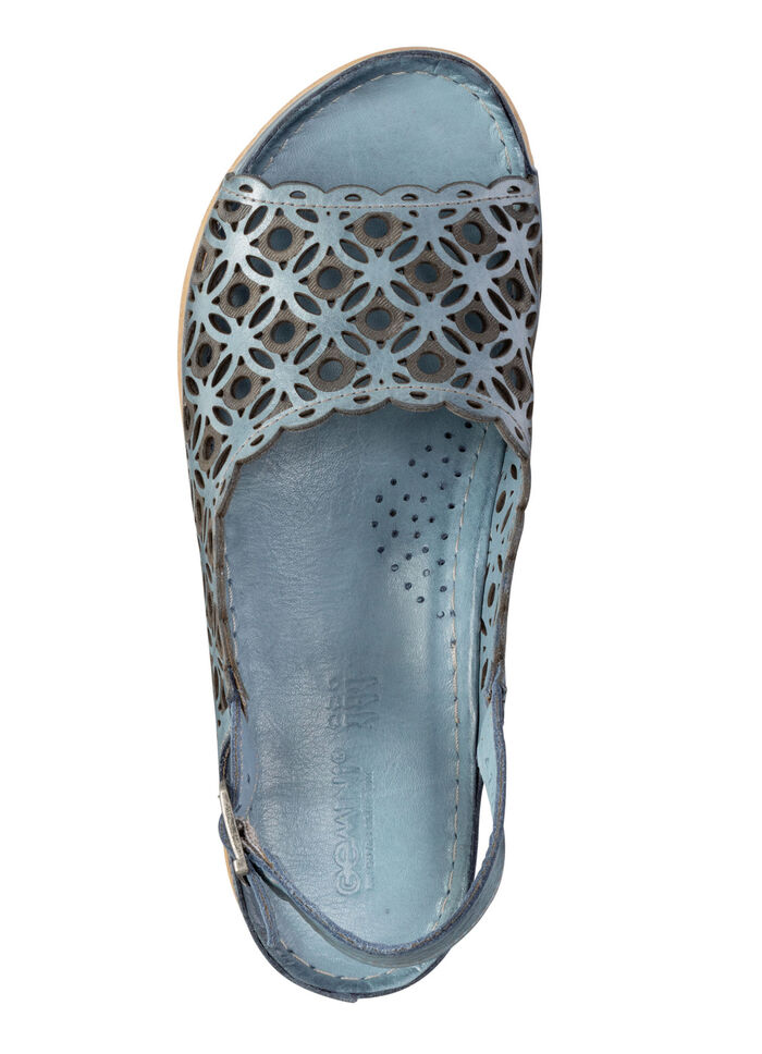 Gemini Sandale aus perforiertem, gepr&auml;gtem Nappaleder JEANS