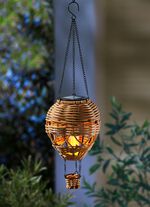 Solar-H&auml;ngeballon in Rattan-Optik 