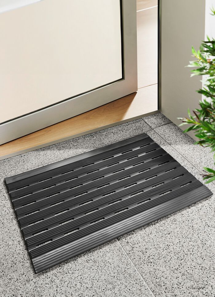 Wetterfeste Fu&szlig;matte aus Gummi SCHWARZ