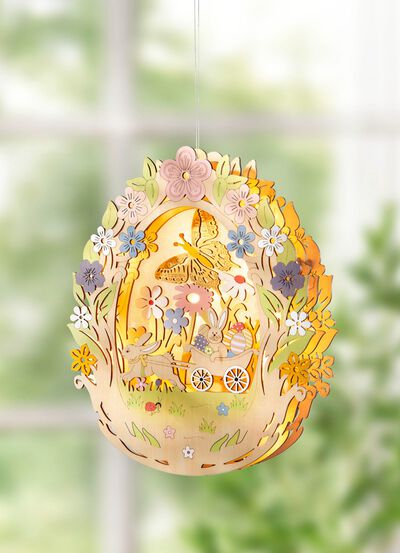 Beleuchtetes Osterei aus Holz 