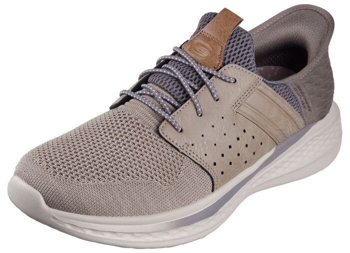 SKECHERS Slipper mit geformter Slip-Ins Fersenplatte TAUPE-GRAU